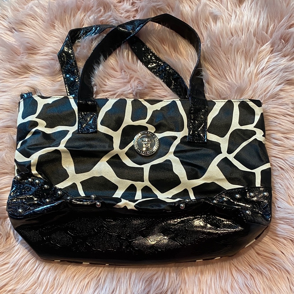 Versace Black and White Patterned Tote